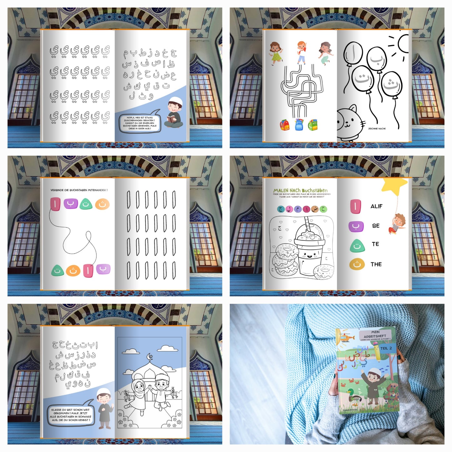 Mein arabisches Arbeitsbuch Teil 2 - Quran Buchstaben vertiefen für Kinder 4-5 Jahren