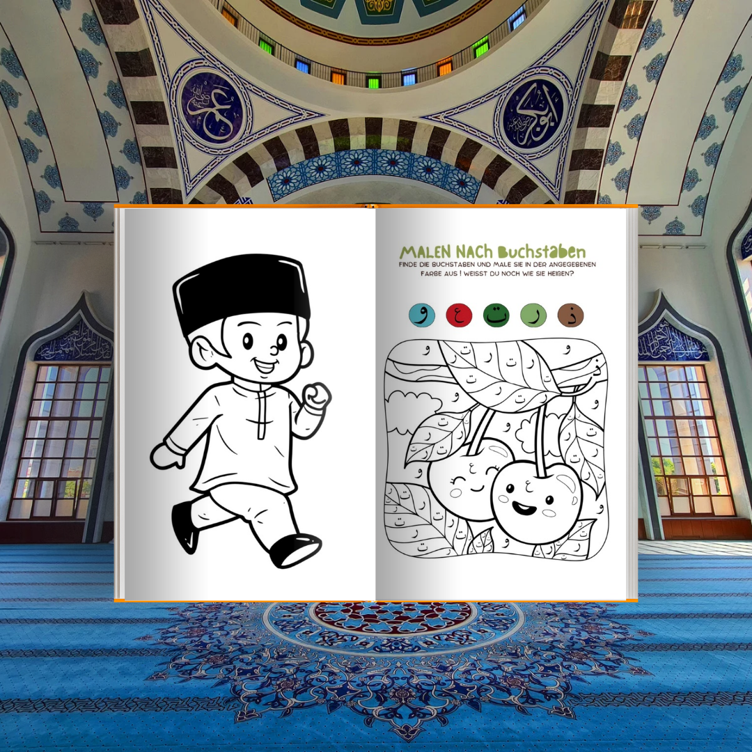 Mein arabisches Arbeitsheft Teil 1/2 - die ersten Quran Buchstaben Schritt für Schritt erlernen für Kinder zwischen 3-4 Jahren