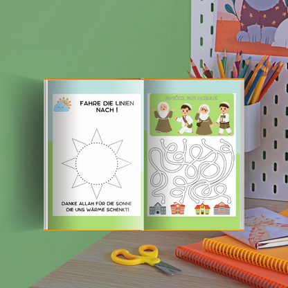 Mein arabisches Arbeitsheft Teil 3/4 - die Quran Buchstaben Schritt für Schritt vertiefen für Kinder zwischen 5-6 Jahren
