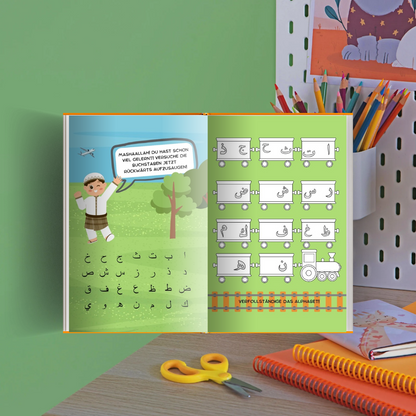 Mein arabisches Arbeitsheft Teil 3/4 - die Quran Buchstaben Schritt für Schritt vertiefen für Kinder zwischen 5-6 Jahren