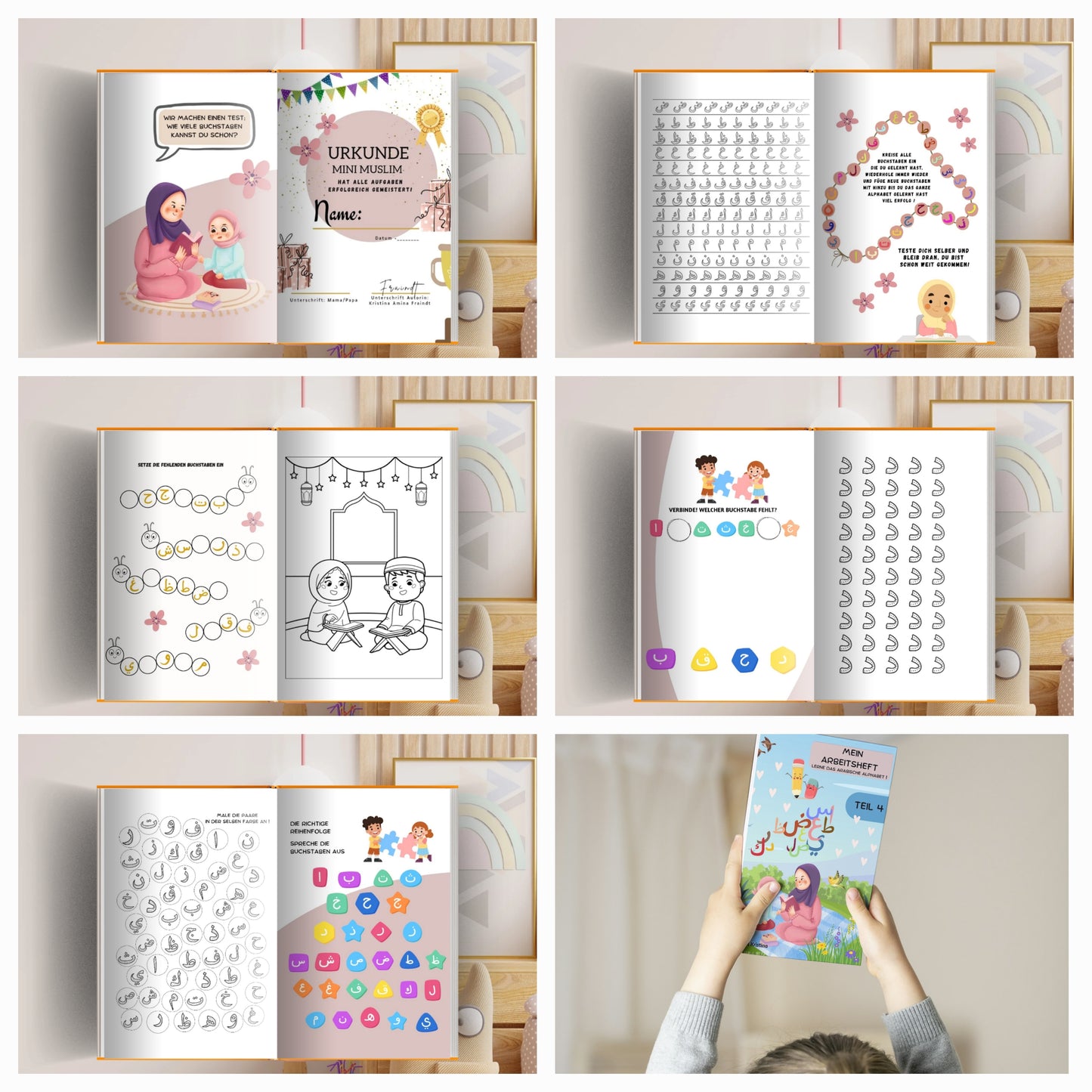 Mein arabisches Arbeitsheft Komplett Bundle - Alle 4 Teile für 3-6 Jahre - Quran Buchstaben für einen langwierigen Lernspaß