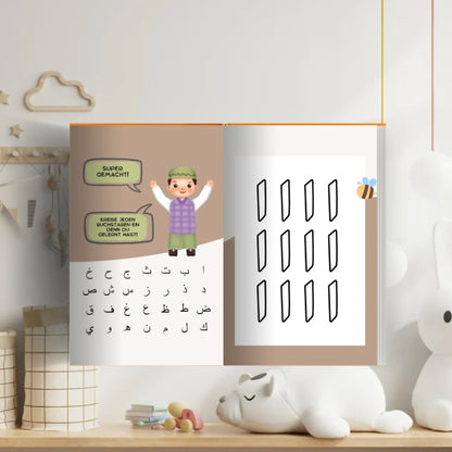 Mein arabisches Arbeitsheft Teil 1/2 - die ersten Quran Buchstaben Schritt für Schritt erlernen für Kinder zwischen 3-4 Jahren